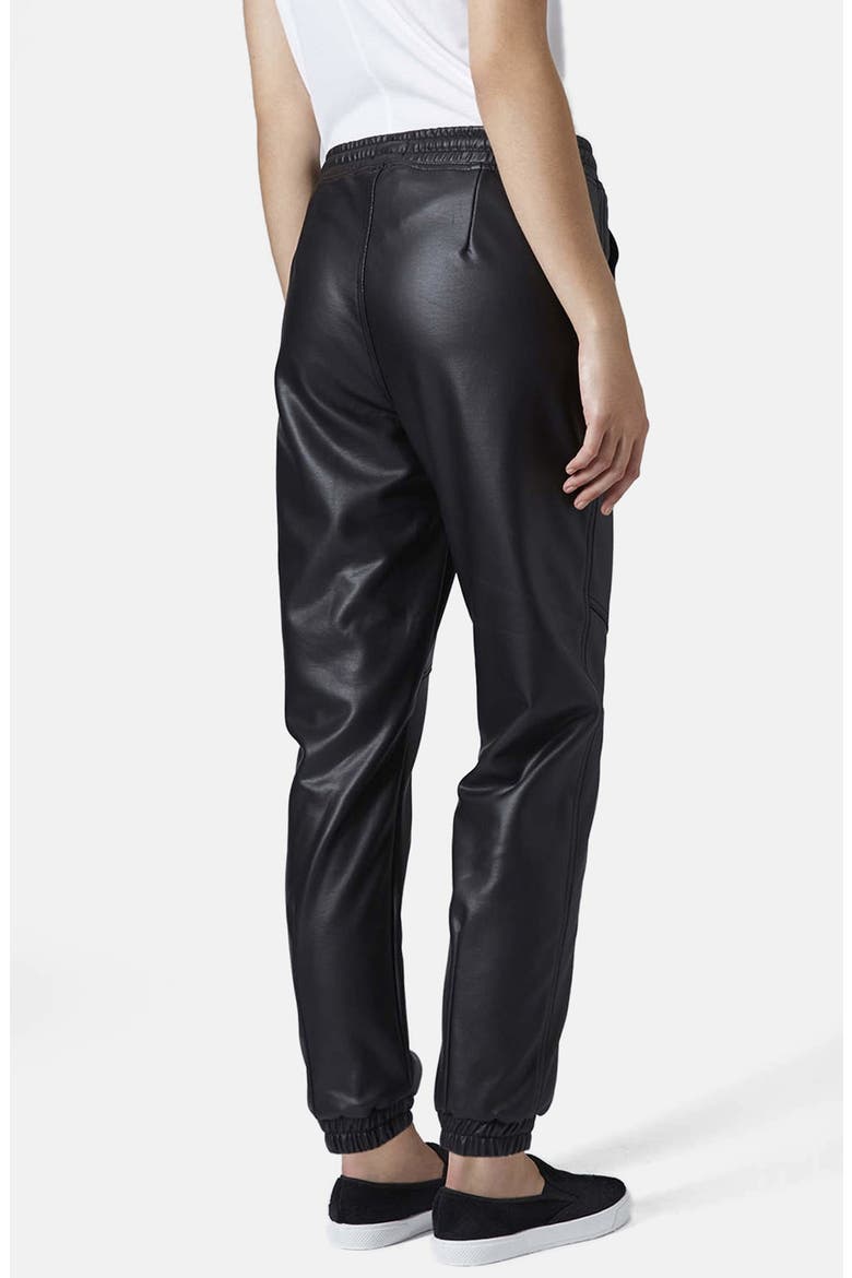 Paneled Faux Leather Joggers, Alternate, color, BLACK