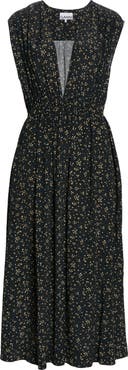 Ganni Ditsy Floral Plunge Neck Dress