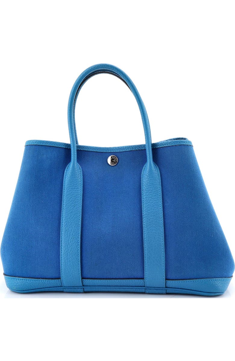 Pre-Owned Hermes Garden Party Tote Toile and Leather 30, Alternate, color, Bleu Zanzibar