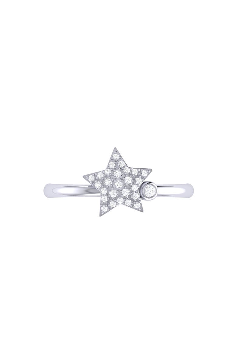 LuvMyJewelry Dazzling Star Bezel Sterling Silver Diamond Ring, Alternate, color, Silver