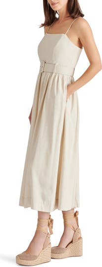 Napoli Belted Linen Blend Midi Dress
