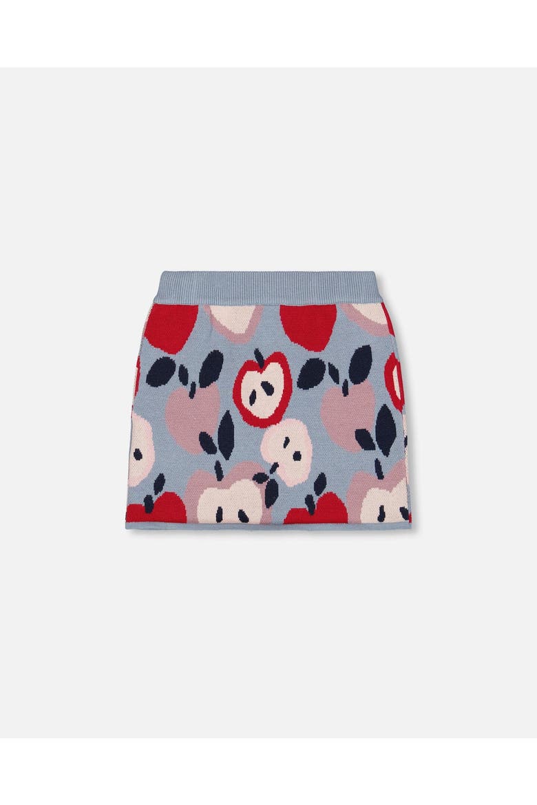 Knit Skirt with Apple Heart Jacquard, Alternate, color, Blue and Red