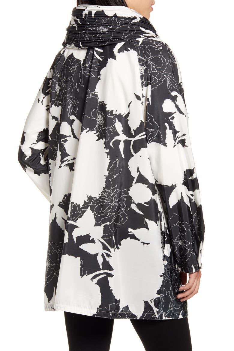 Andi Reversible Hooded Raincoat, Alternate, color, BLACK/ WHTE