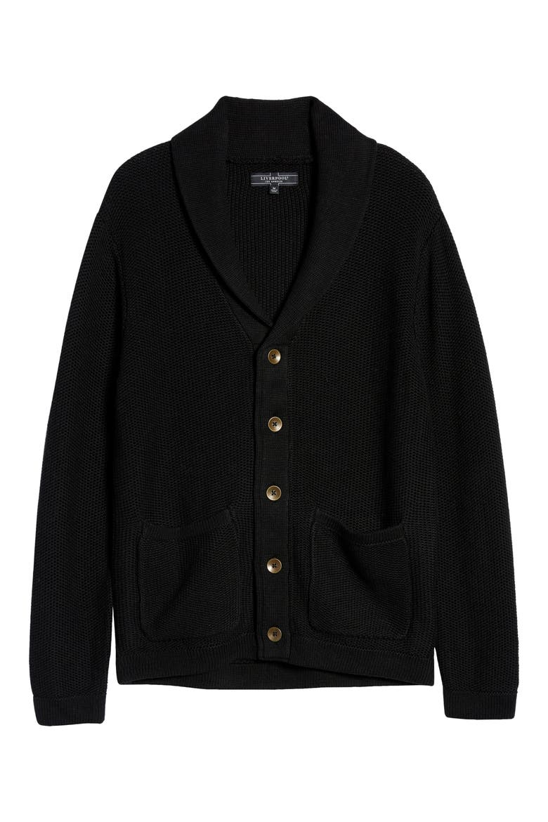 Liverpool Shawl Collar Cardigan, Alternate, color, BLACK