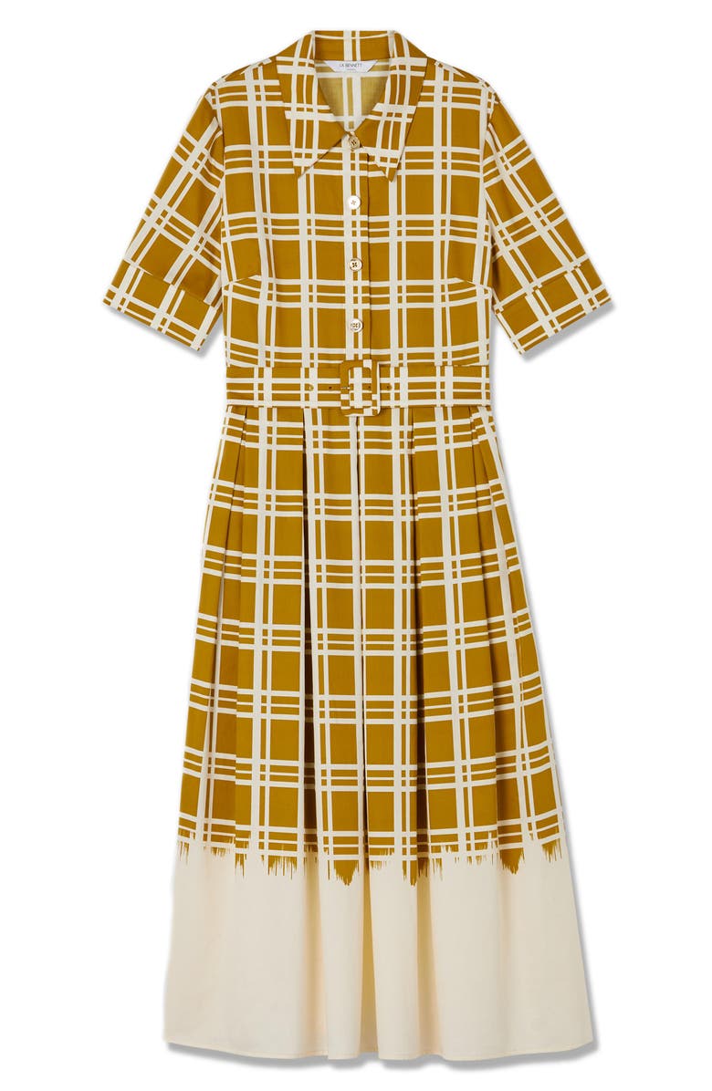 LK Bennett Dora Plaid Dip Dye Cotton Midi Shirtdress, Alternate, color, 
