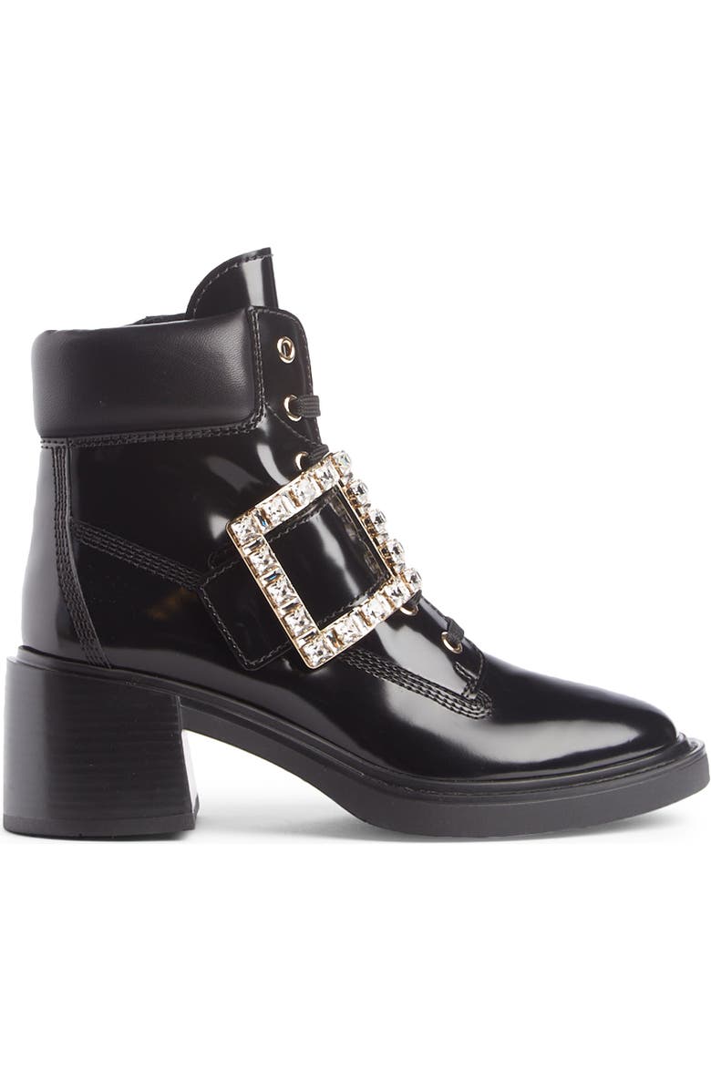 Roger Vivier Viv Rangers Crystal Buckle Combat Boot, Alternate, color,