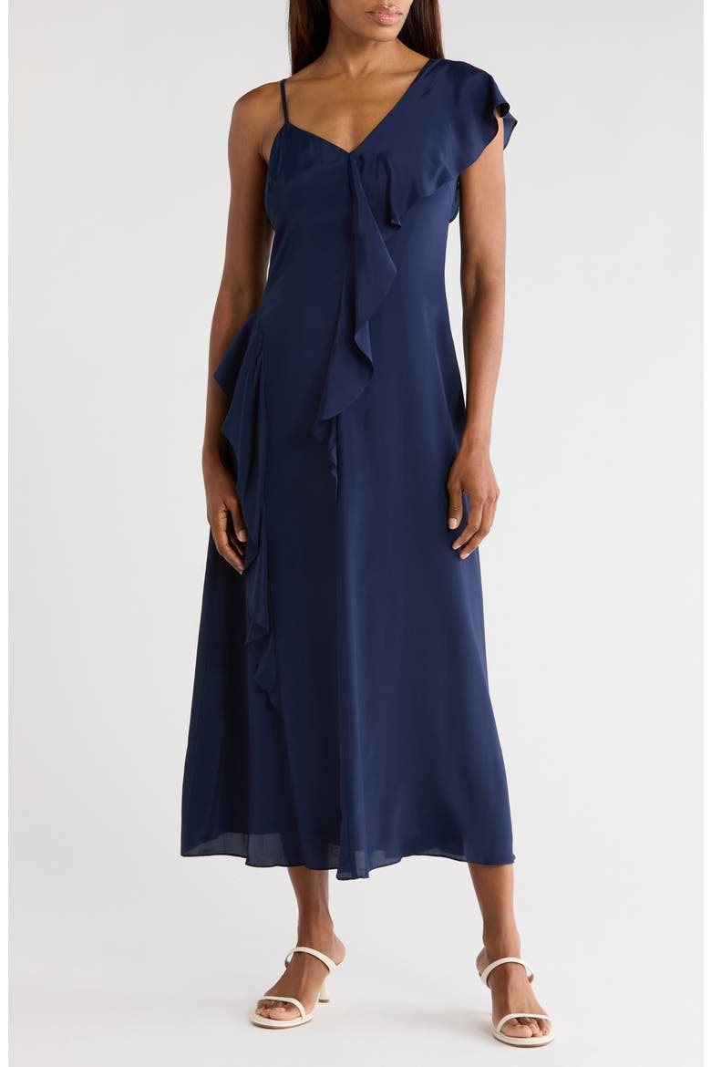 Irie Cap Sleeve Ruffle Maxi Dress, Main, color, NAVY