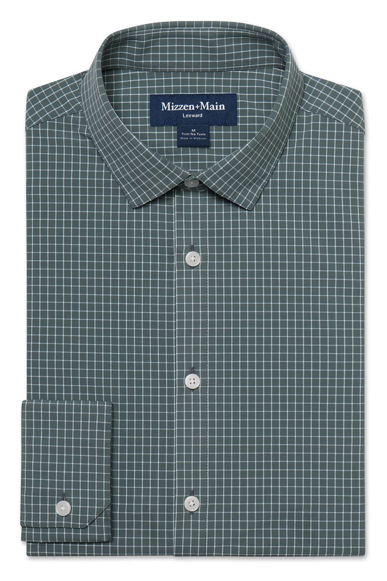 Leeward No Tuck Long Sleeve Grid Performance Button Up Shirt, Alternate, color, HEMLOCK CHARLES GRID
