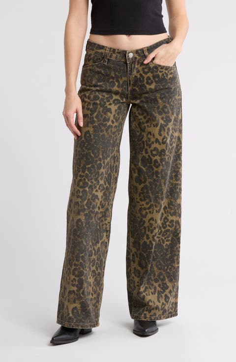 Leopard Wide Leg Jeans