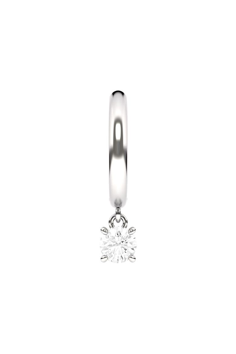 Lab Created Diamond Drop Huggie Hoop Earrings, Main, color, 18K WHITE GOLD