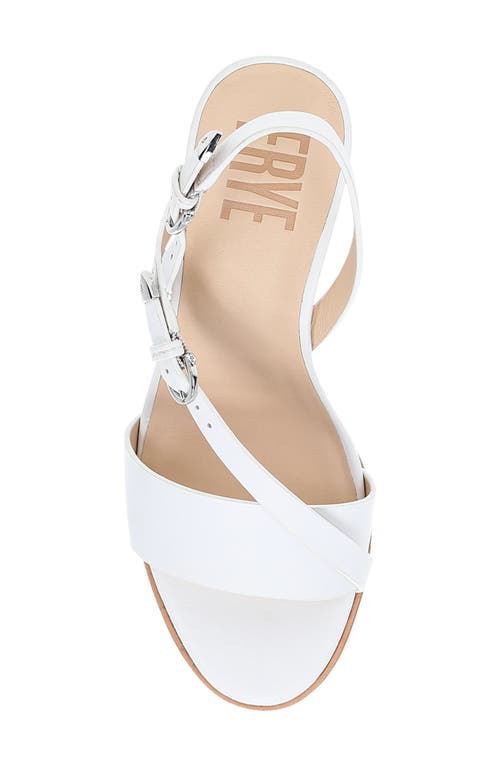 Frye Rachel Leather Buckle Wedge Sandals In White