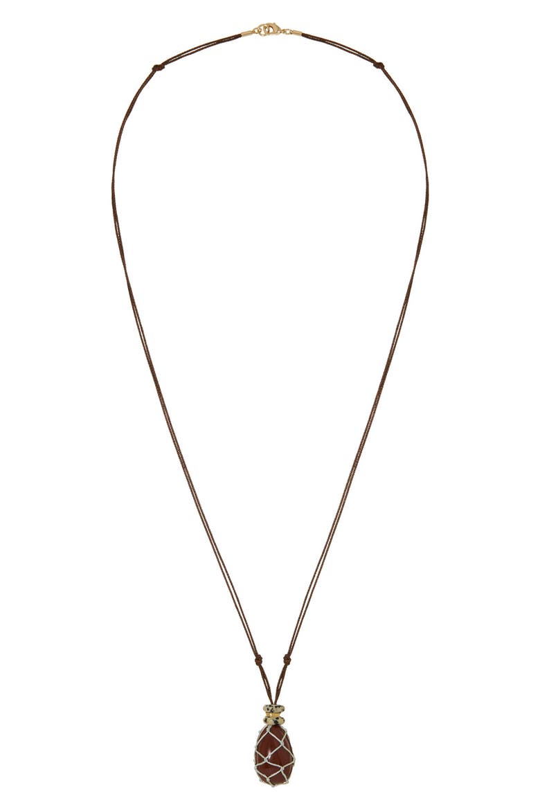 The Net Stone Pendant Necklace, Main, color, CARNELIAN