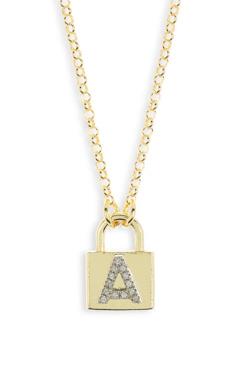 Diamond Padlock Initial Pendant Necklace - 0.12ct.