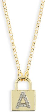 MESHMERISE Diamond Padlock Initial Pendant Necklace - 0.12ct.