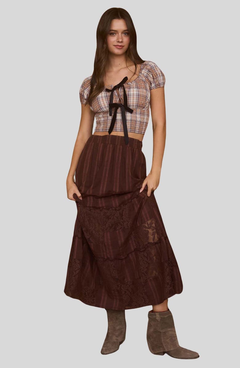 Blu Pepper Plaid Bow Top, Alternate, color, Brown