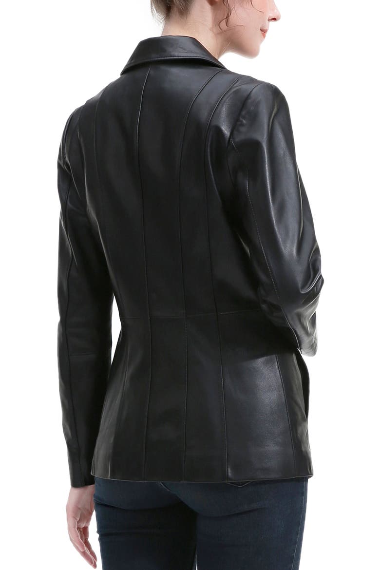 Women's Madeline Leather Blazer, Alternate, color, Black