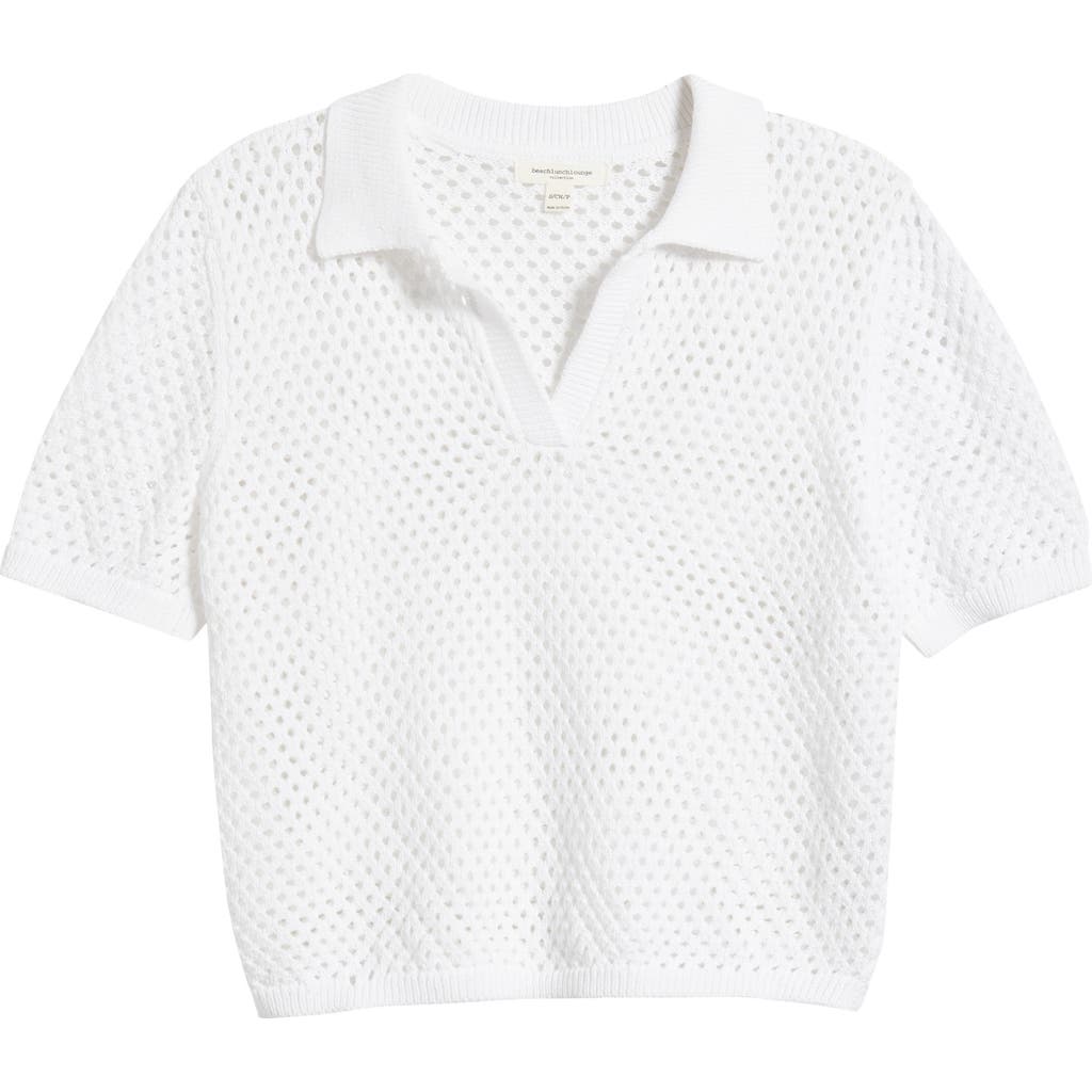 BEACHLUNCHLOUNGE BEACHLUNCHLOUNGE TAE SHORT SLEEVE OPEN KNIT POLO SWEATER