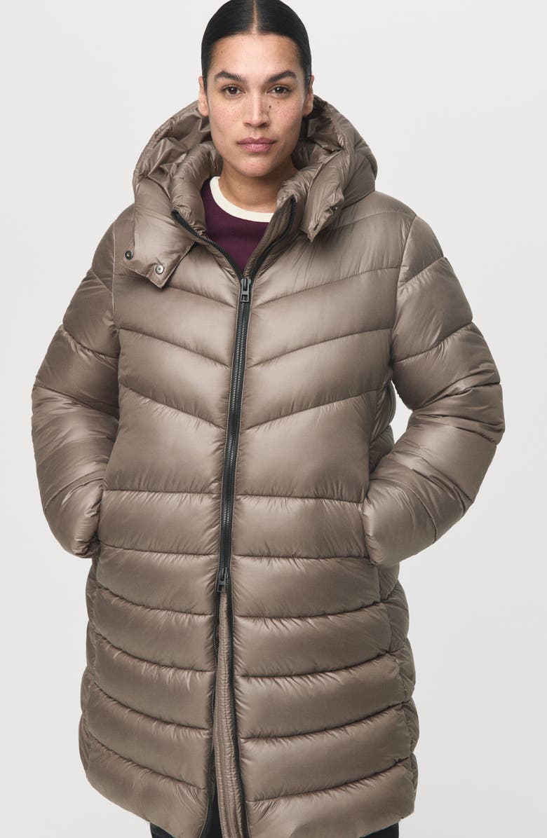 MANGO Quilted Puffer Coat, Alternate, color, Medium Brown