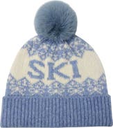 MARCUS ADLER Faux Fur Pompom Ski Knit Beanie