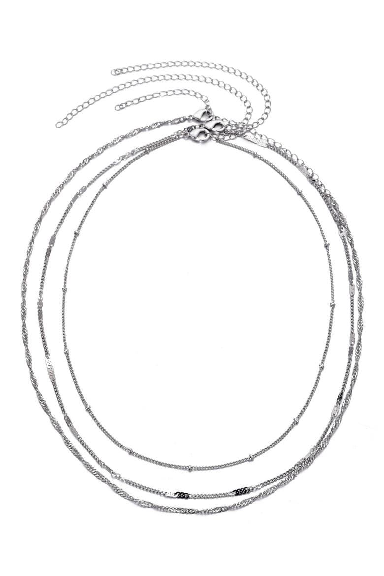 Set of 3 Assorted Chain Necklaces, Alternate, color, SILVER