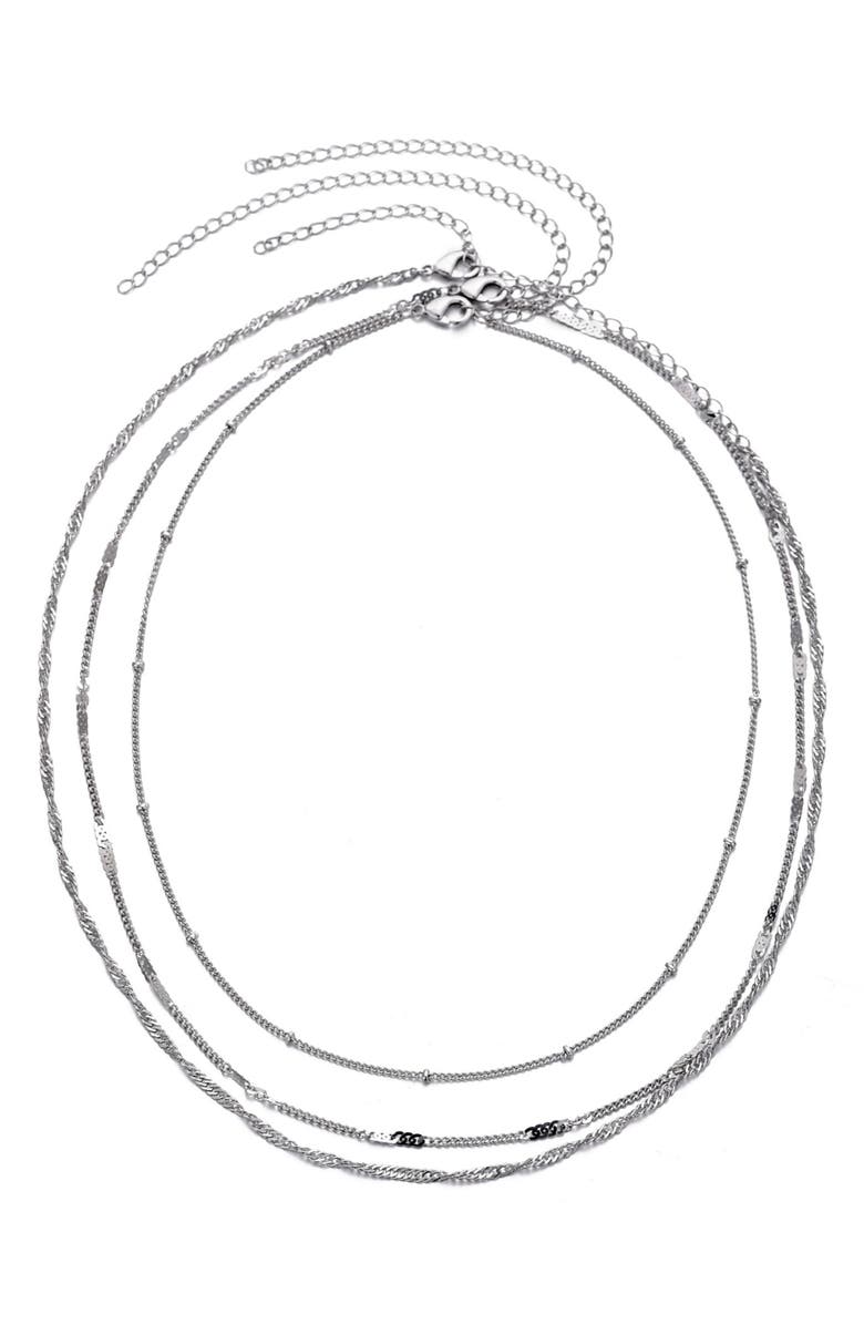 Adornia Set of 3 Assorted Chain Necklaces, Alternate, color, Silver