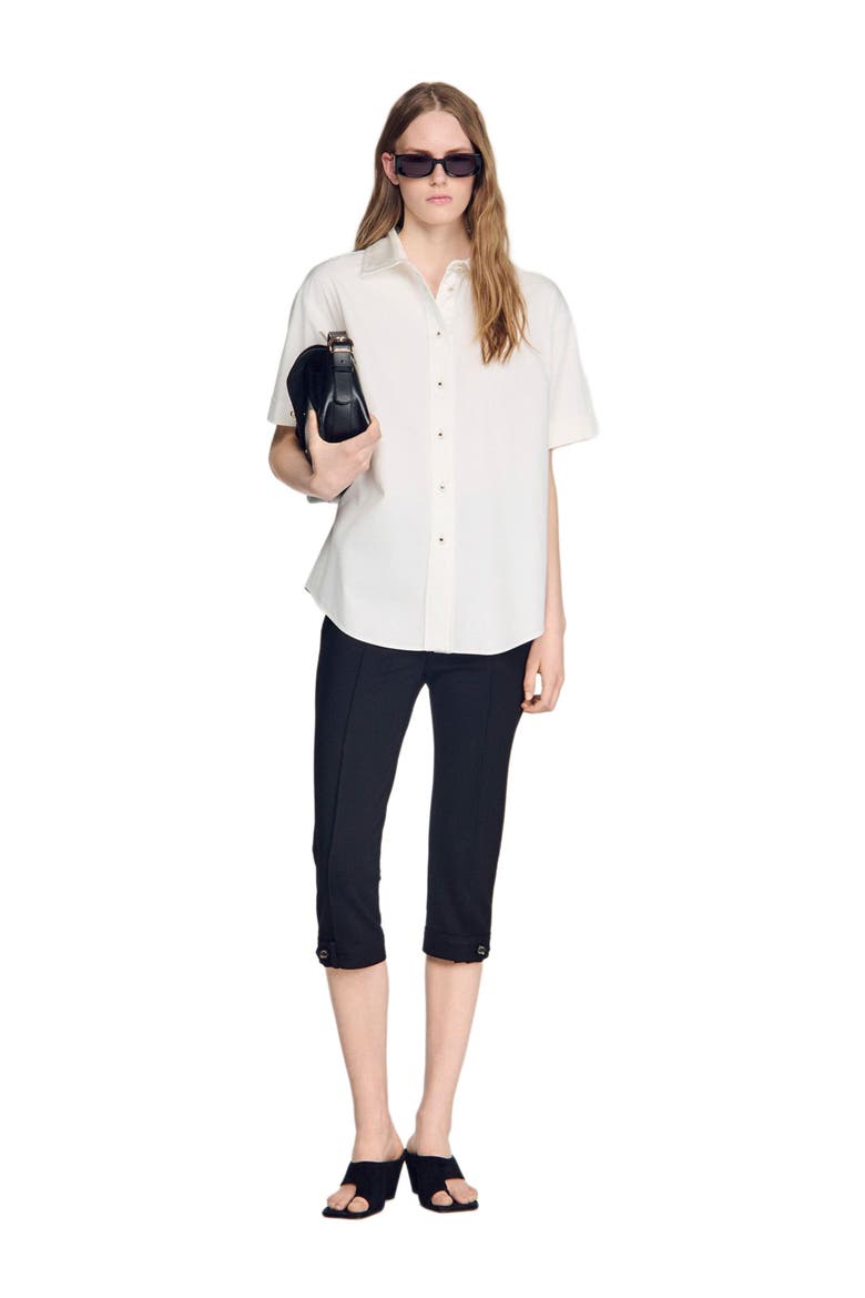 Pleated back shirt, Alternate, color, Ecru