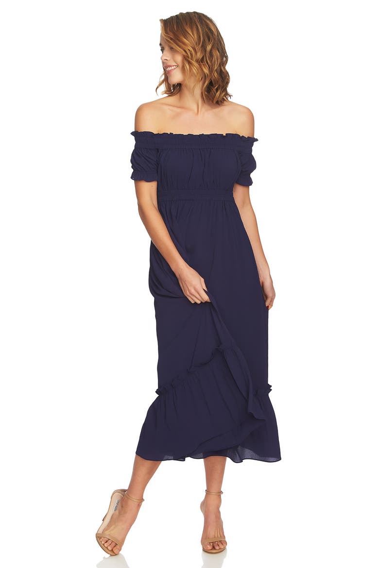 Vivian Off the Shoulder Smocked Maxi Dress, Alternate, color, MOSAIC TILE