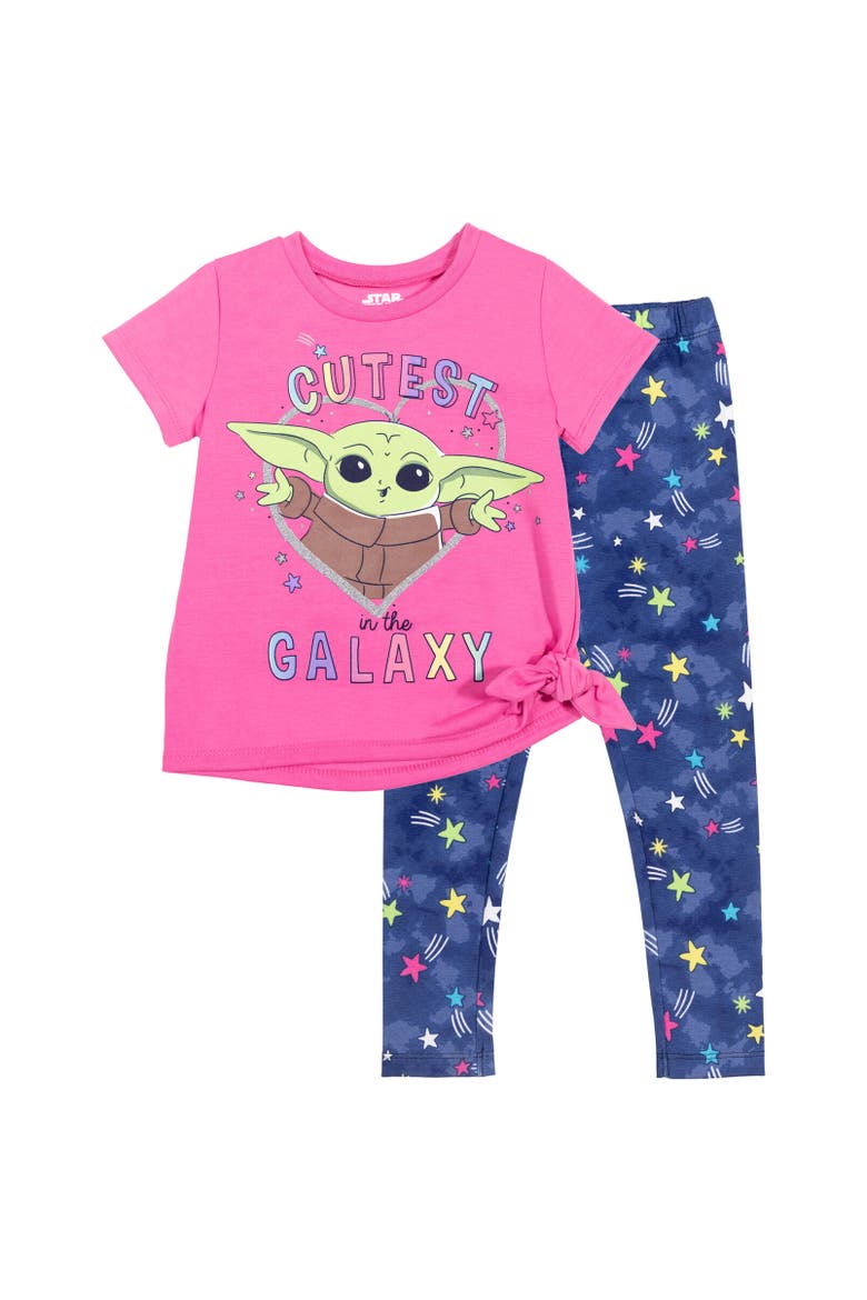 The Mandalorian Baby Yoda T-Shirt & Leggings Set, Main, color, Hot Pink