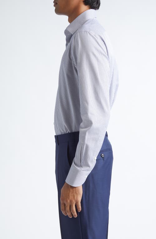 Zegna Centoventimila Minicheck Button-up Shirt In Blue