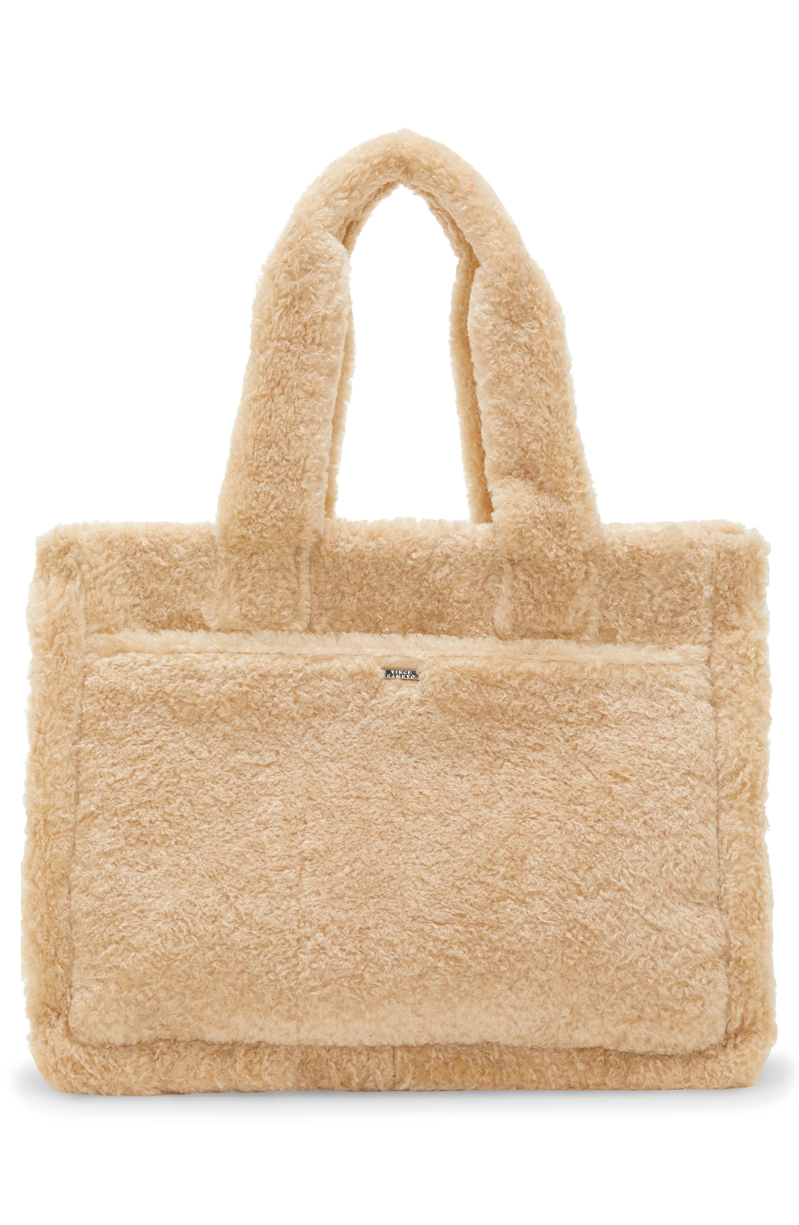 Orla Faux Shearling Tote, Alternate, color, NATURAL FAUX SHEARLING