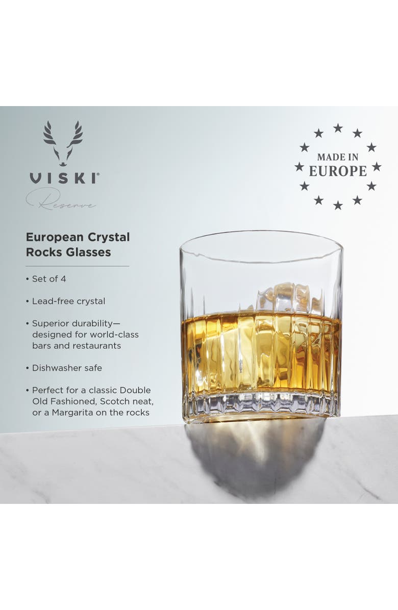 Viski Reserve Milo Crystal Rocks Glasses Set of 4, Alternate, color, Clear