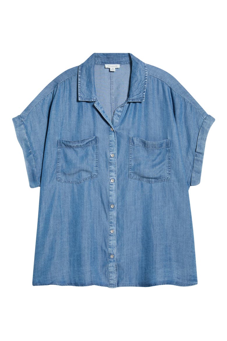 Ida Button Front Lyocell Shirt, Main, color, MEDIUM WASH