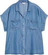 beachlunchlounge Ida Button Front Lyocell Shirt