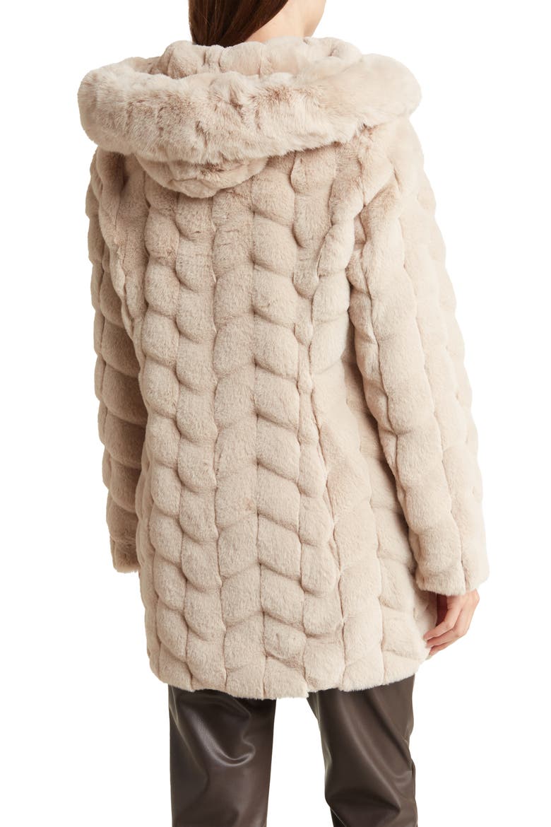 Grooved Faux Fur Hooded Coat, Alternate, color, NEW BEIGE