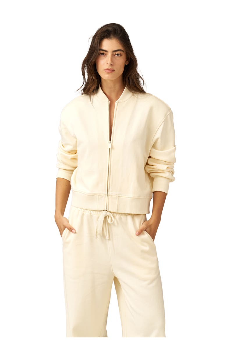 Cozy Coast Airport Bomber Sweatshirt, Main, color, Cream