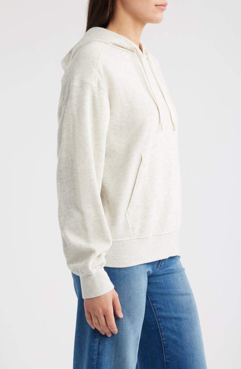 Madewell Heathered Hooded Sweatshirt, Alternate, color, Heather Vintage Ivory