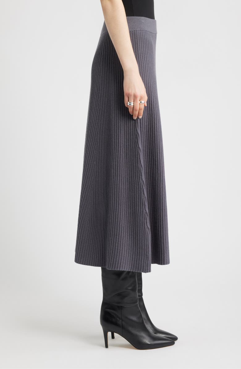 Nordstrom Cotton & Cashmere A-Line Midi Sweater Skirt, Alternate, color, Grey Agate