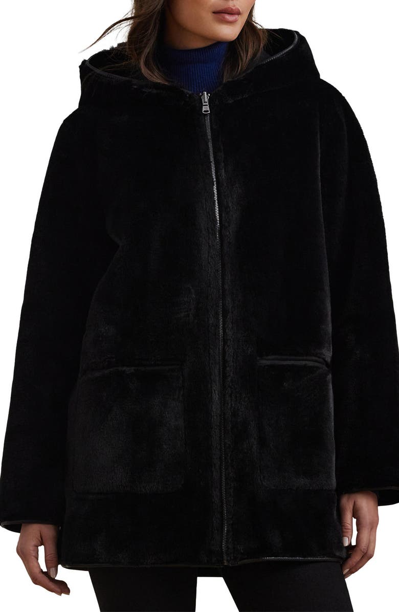 Lauren Ralph Lauren Reversible Hooded Faux Fur Coat, Main, color,