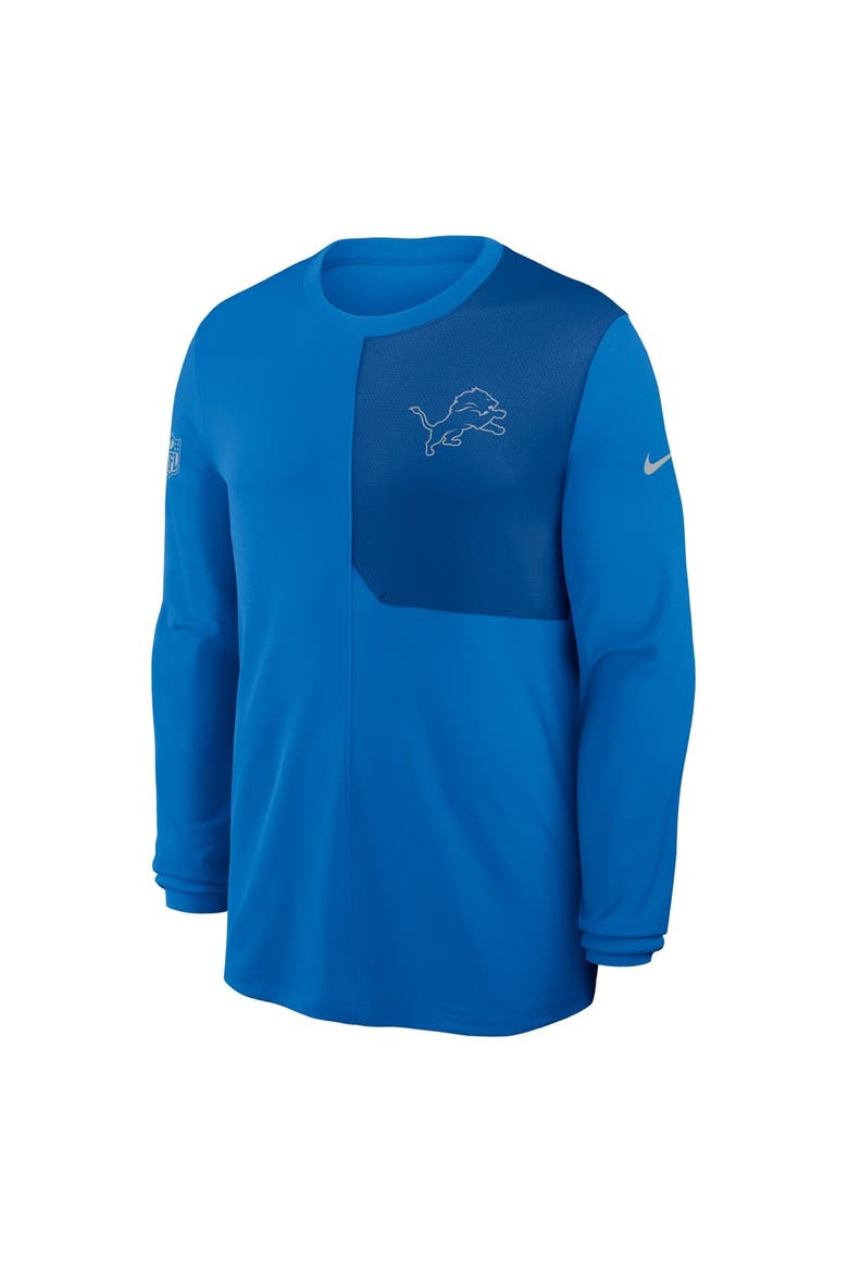 Men's Nike Blue Detroit Lions Sideline Coach UV Performance Long Sleeve T-Shirt, Alternate, color, Blue