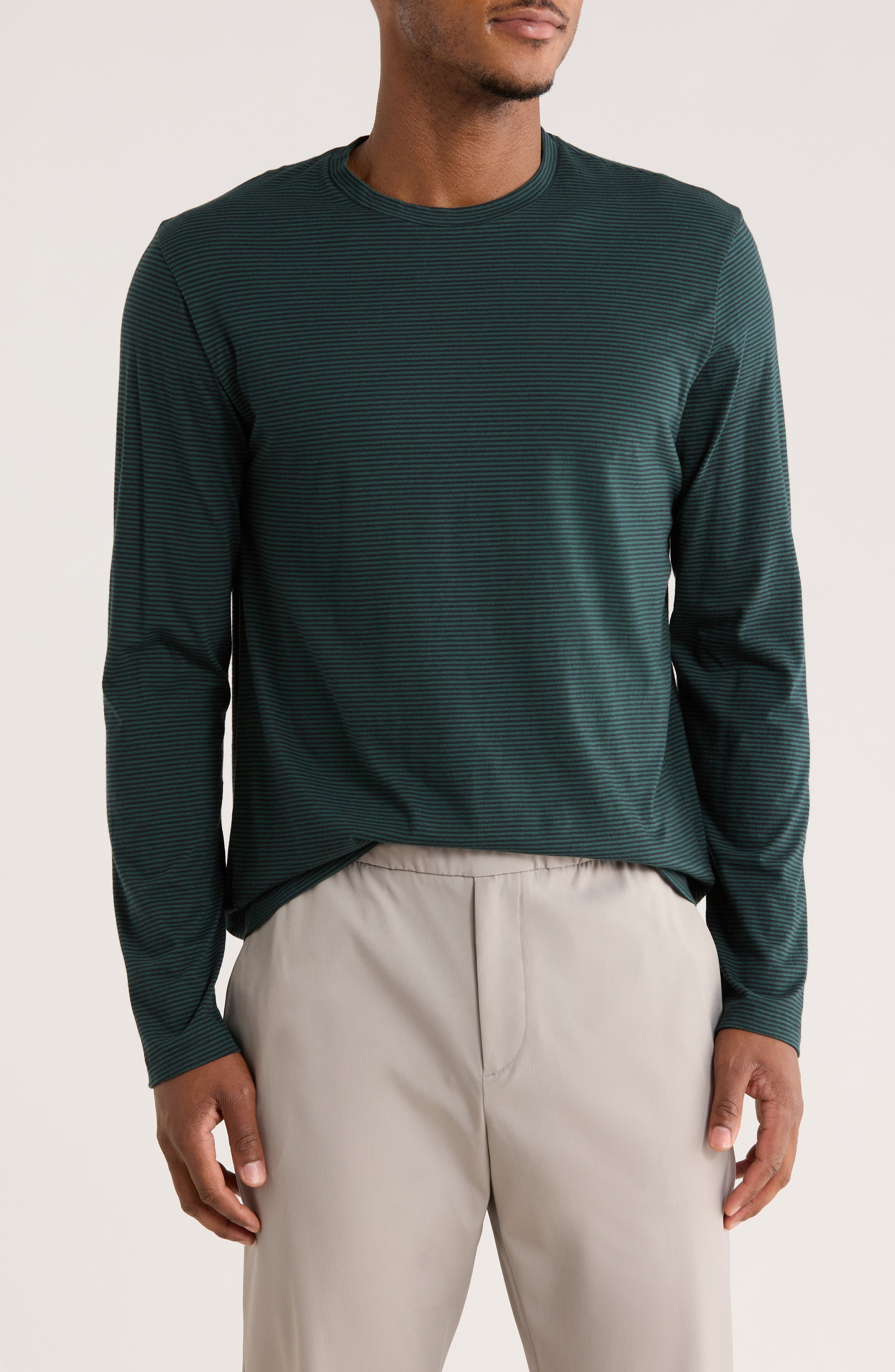 Vince Stripe Crewneck Long Sleeve Knit T-Shirt