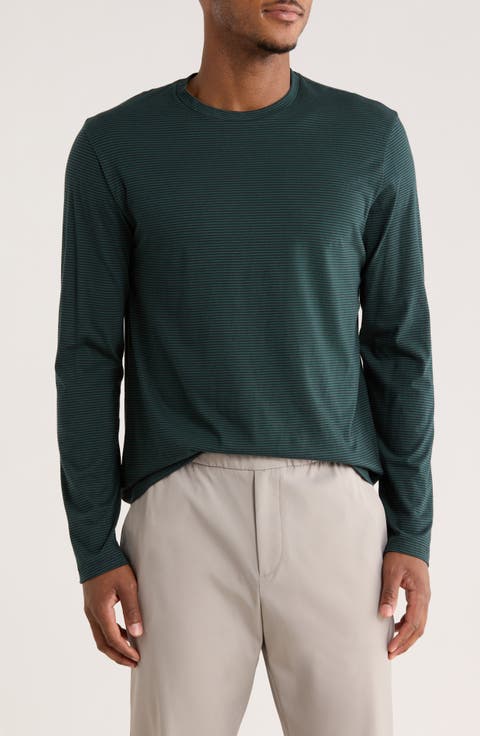 Stripe Crewneck Long Sleeve Knit T-Shirt