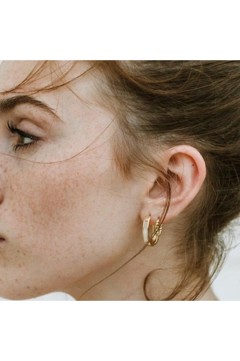 The Ashford Pearl Inlay Hoops, Alternate, color, Gold