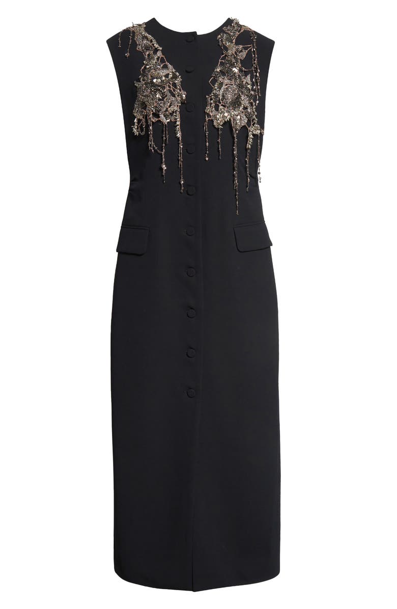 Dries Van Noten Dilby Embellished Button Front Dress, Alternate, color, Black