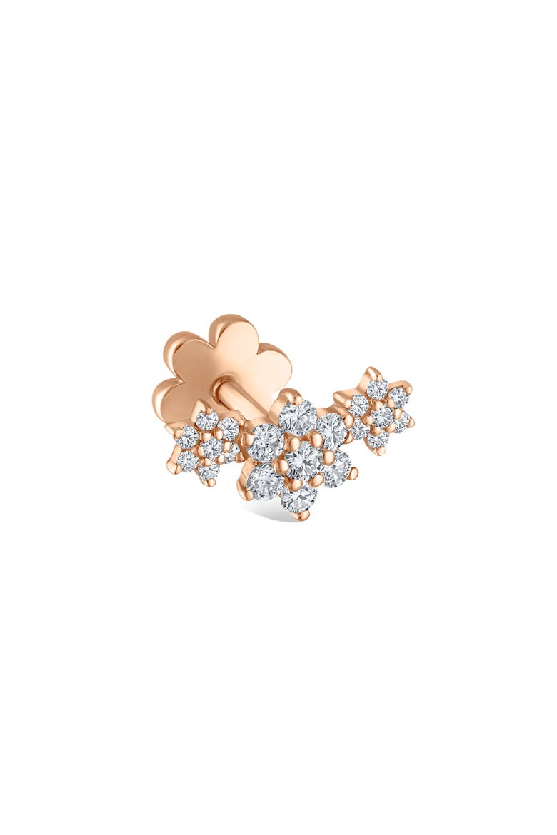 Diamond Flower Threaded Helix Stud Earring, Main, color, ROSE GOLD