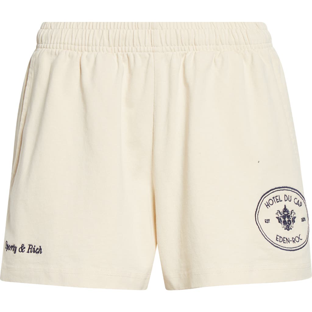 Sporty And Rich Eden Crest Disco Sweatshorts In Neutral