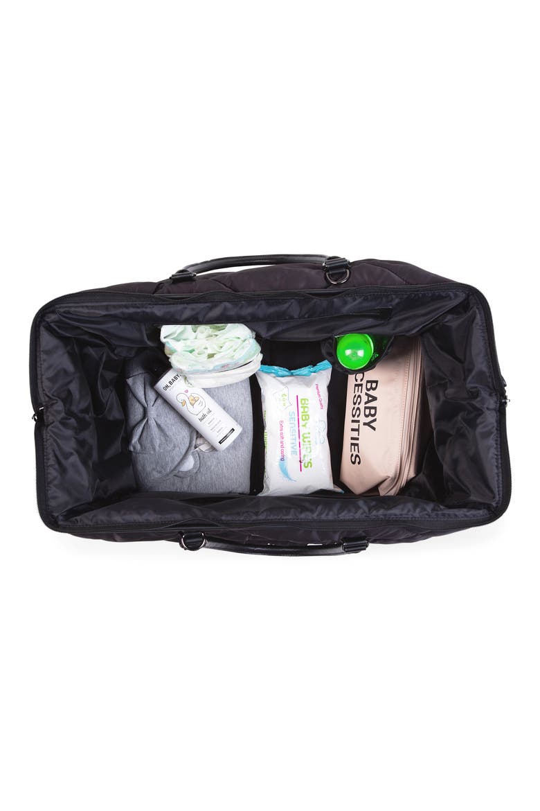 XL Quilted Travel Diaper Bag, Alternate, color, PUFFER BLACK
