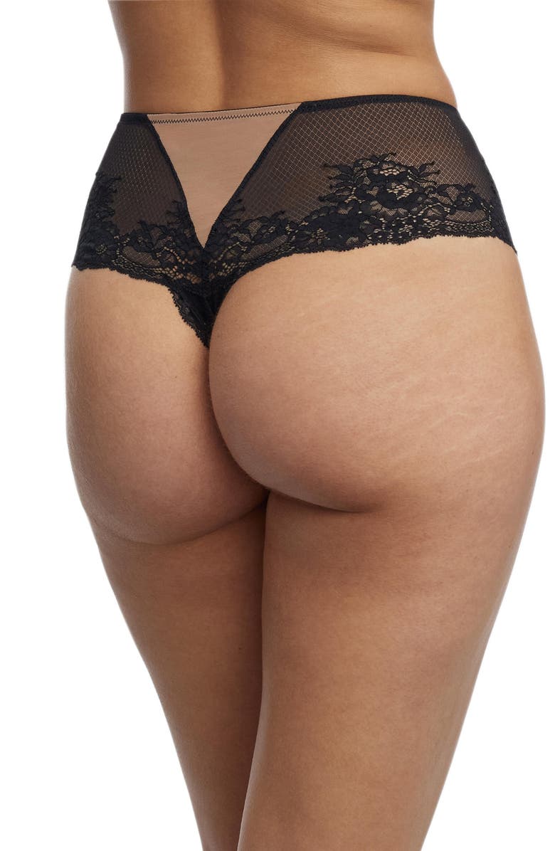Skarlett Blue Flaunt Lace High Rise Thong, Alternate, color, Black