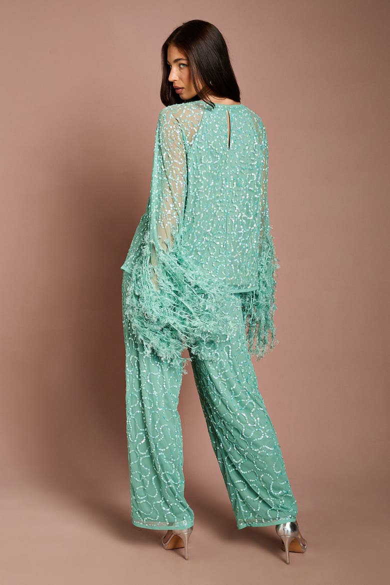 Sequin Cape Blouse, Alternate, color, Sage