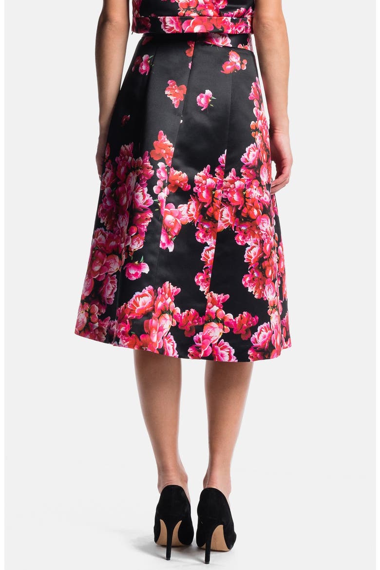 Bouquet Pleat Midi Skirt, Alternate, color, RICH BLACK