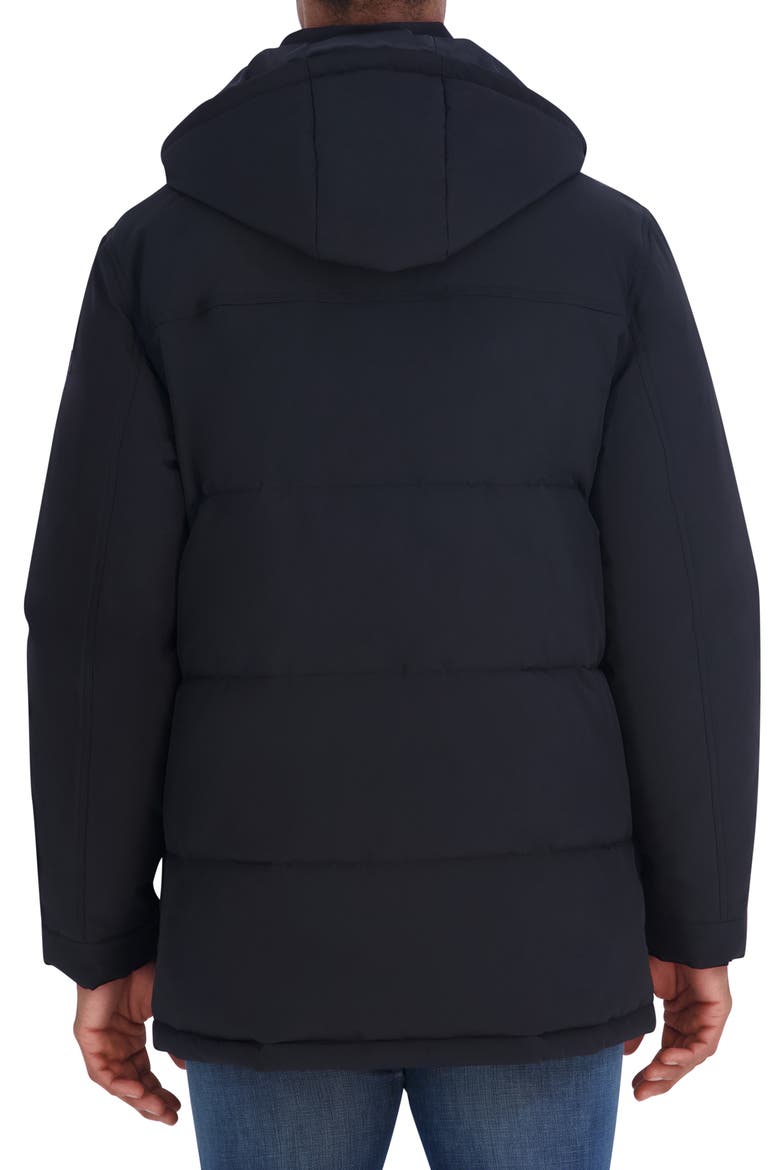 Faille Hooded Parka, Alternate, color, BLACK